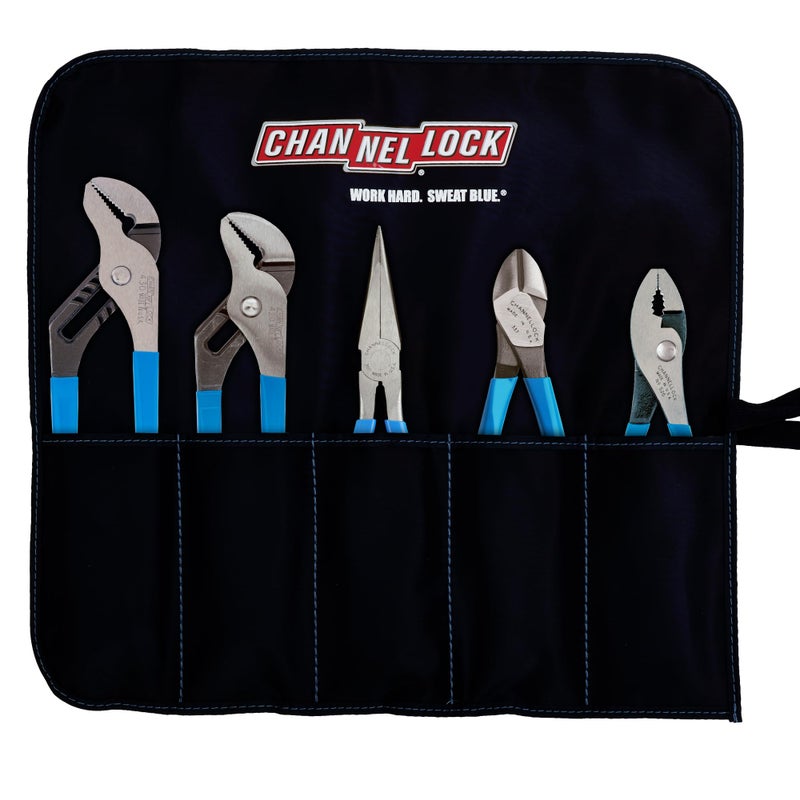 CHANNELLOCK TOOL ROLL-3 5pc Professional Pliers Set with Tool Roll, Made in USA, Includes Straight Jaw Tongue & Groove, Cutting, Long Nose, and Slip Joint Pliers, Forged High Carbon Steel - Image 3